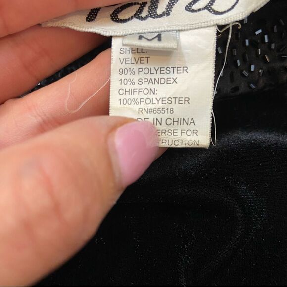 Patra Vintage Black Velvet Blouse with Beaded Neckline Size Medium - Picture 10 of 11